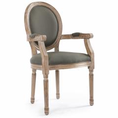 Louis XVI Cosy Set mit 2 Medaillon Stühlen, Stoffbezug Grau
