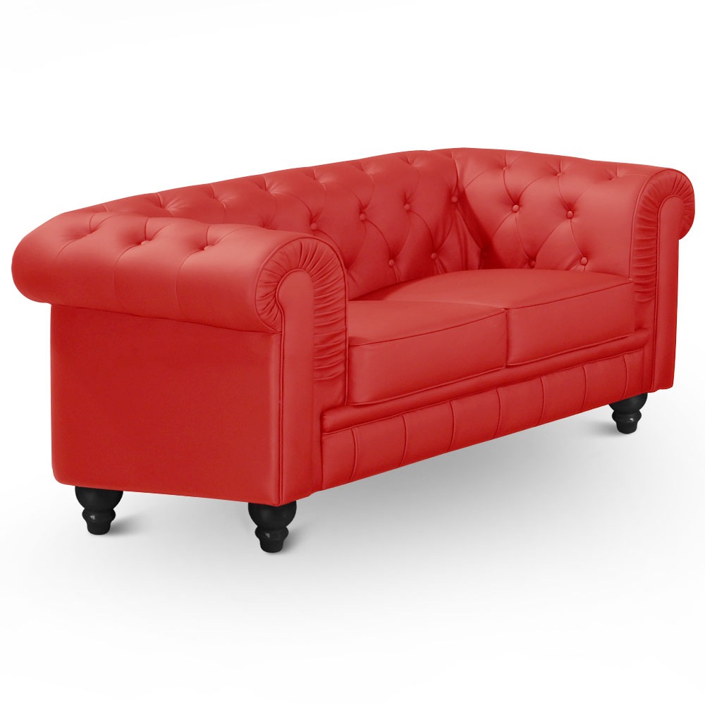 Grand Canapé Chesterfield 2-Sitzer Sofa Rot