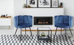 Amela Set mit 2 Stühlen, Samtbezug Blau