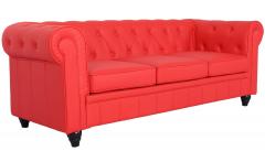 Grand Canapé Chesterfield 3-Sitzer Sofa Rot