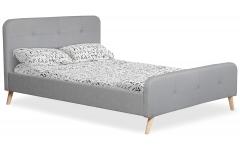 Lit scandinave avec tête de lit et sommier 140 x 190cm Delano Tissu Gris