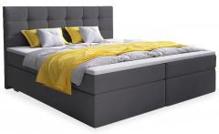 Rovinka Bett mit Bettkasten mit Matratze und Topper 180cm Stoff grau