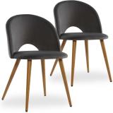 Set mit 2 Stühlen aus grauem Samt Yuzu