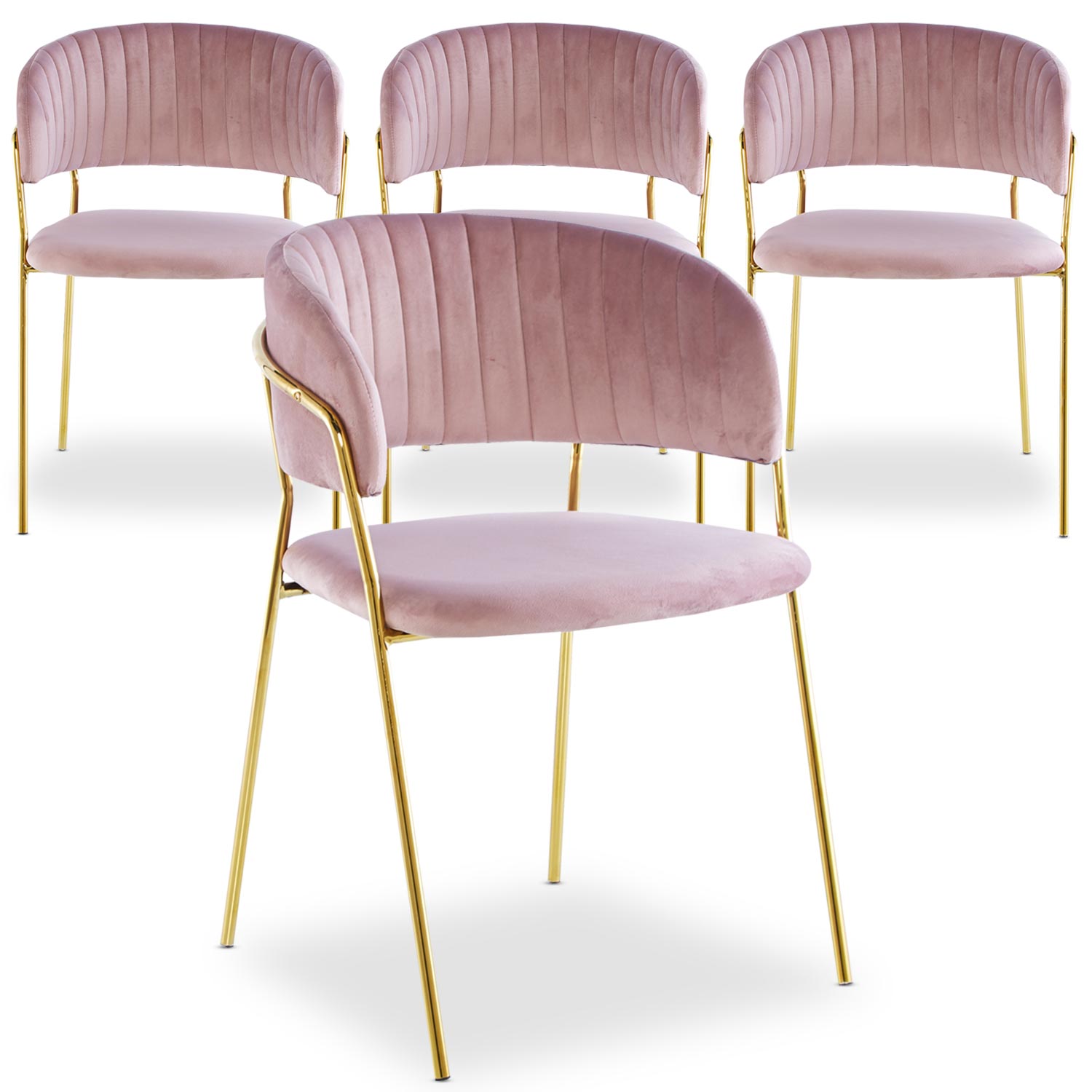 Tabata Set mit 4 Stühlen Samtbezug rosa 