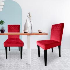 Milo Set mit 2 gepolsterten Stühlen, Samtbezug Rot