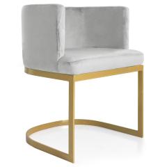 Noellie Stuhl / Sessel mit goldenen Stuhlbeinen und Samtbezug, Silber