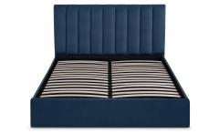 Songe Bett mit Stauraum + Lattenrost, Samtbezug Blau 160cm