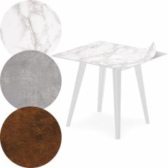 Table d'appoint magnétique carrée 40cm Bipolart Métal Blanc avec 3 Tops style Textures