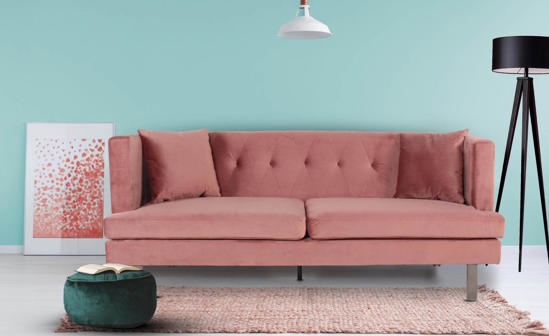 Vincennes 3-Sitzer Sofa mit Samtbezug Rosa